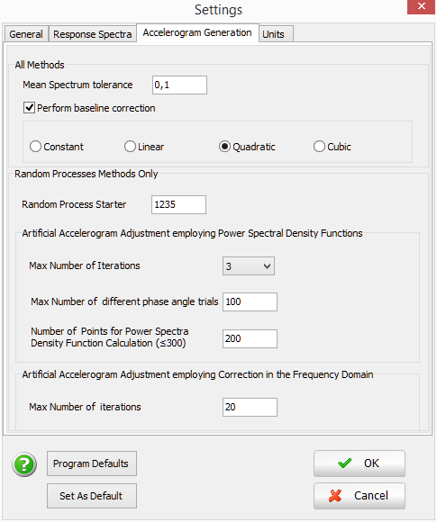 Program Settings