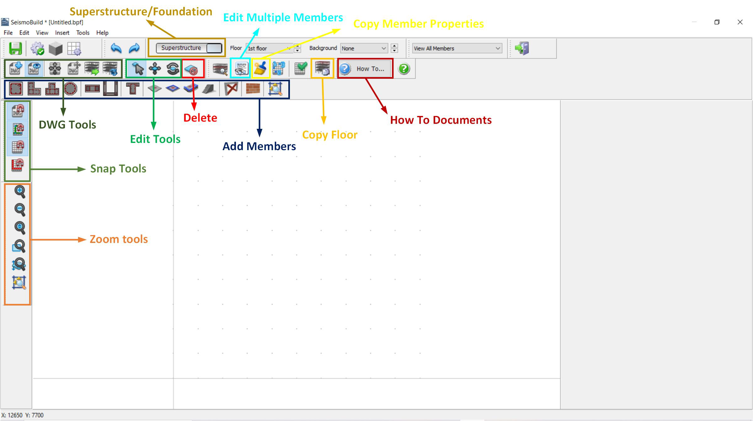 Overview of the Building Modeller Main Window
